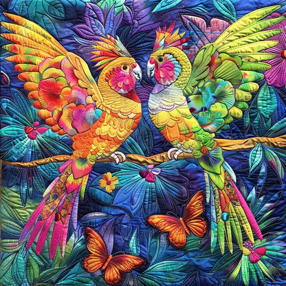 Colorful Cockatiel Couple WJ2608005CL Quilt