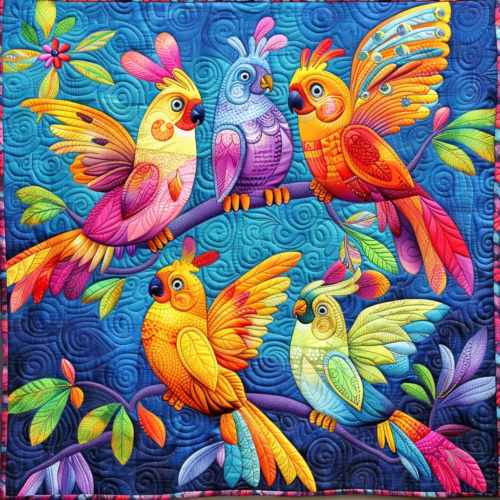 Colorful Cockatiels WJ2308010CL Quilt