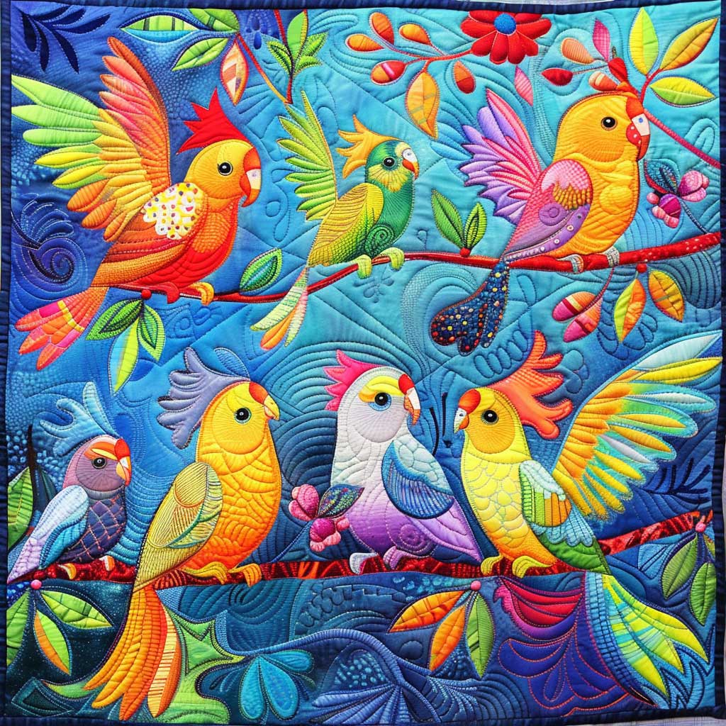 Colorful Cockatiels WJ2608006CL Quilt