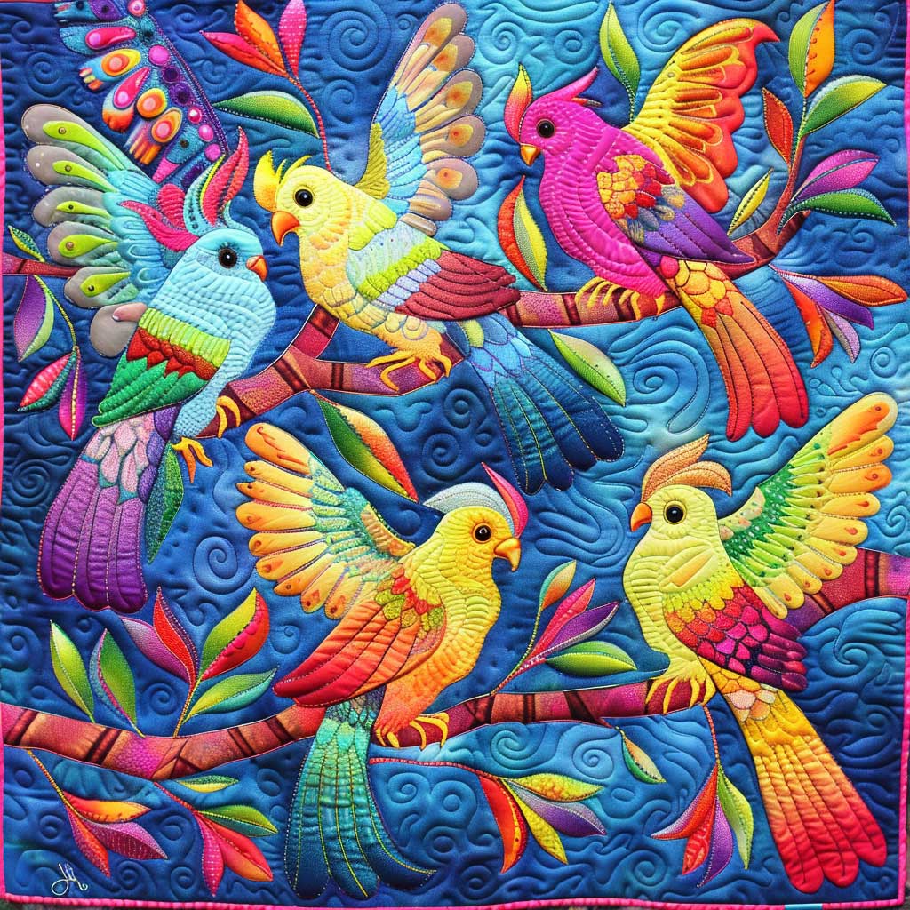 Colorful Cockatiels WJ3008011CL Quilt