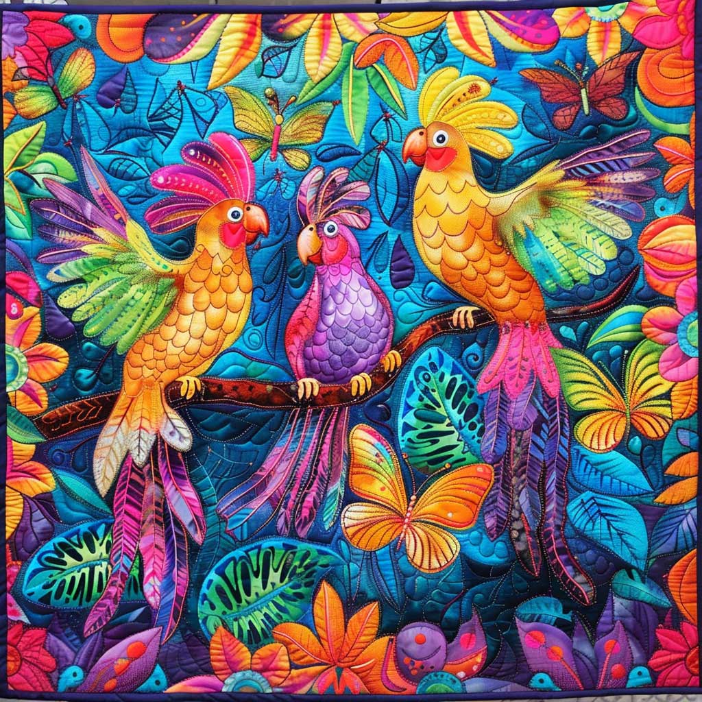 Colorful Cockatiels WJ3008012CL Quilt