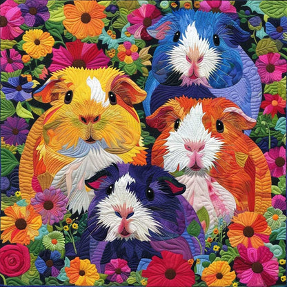 Colorful Flower Guinea Pigs WJ2708012CL Quilt