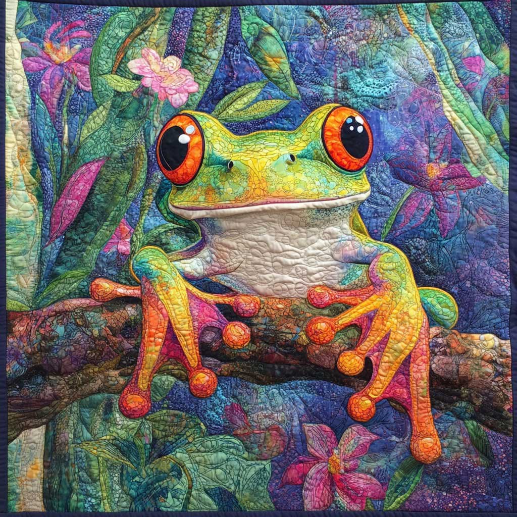 Colorful Frog WM0208153CL Quilt Pillow Case