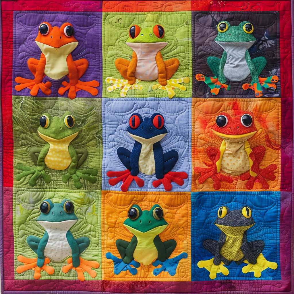 Colorful Frogs WJ2108011CL Quilt