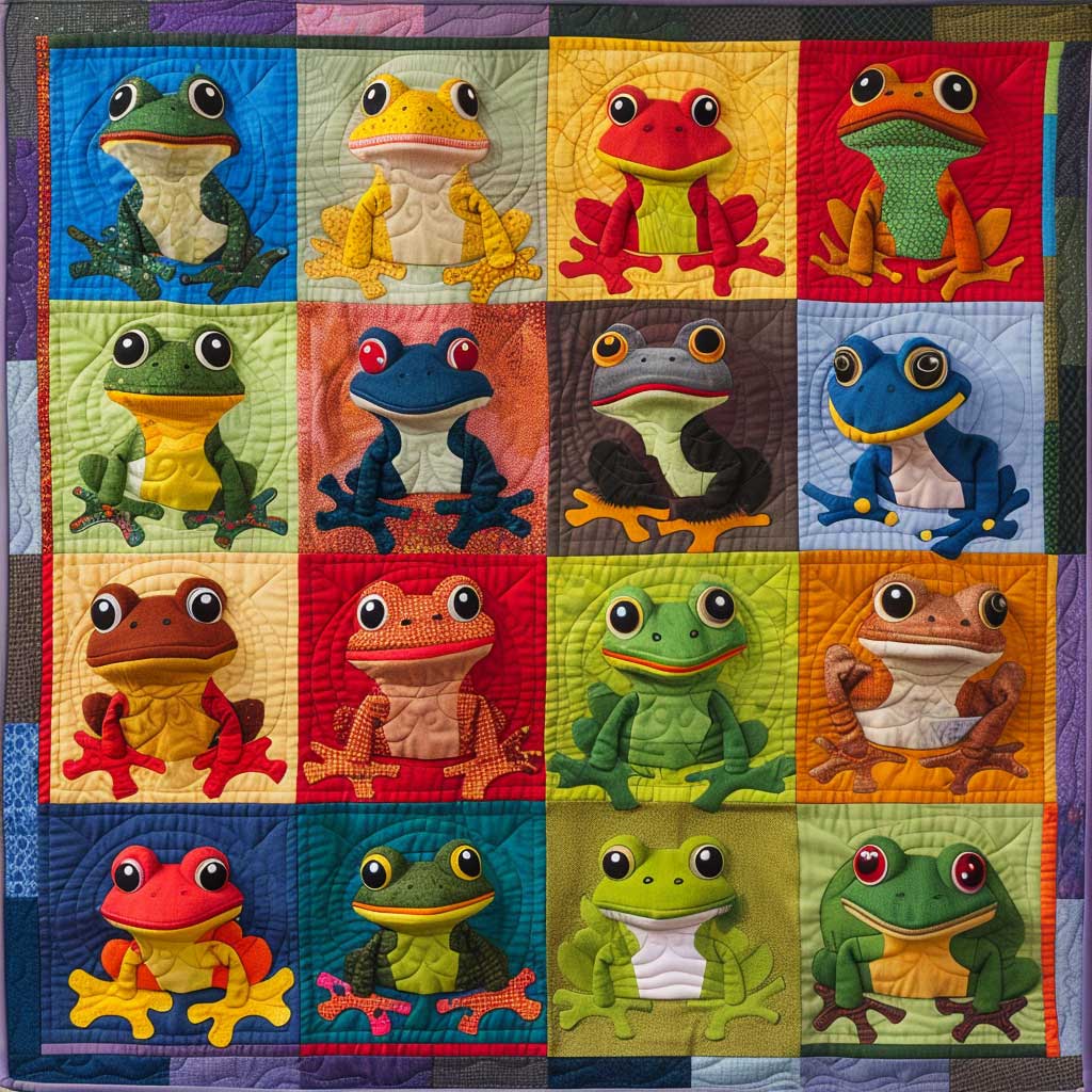 Colorful Frogs WJ2108012CL Quilt