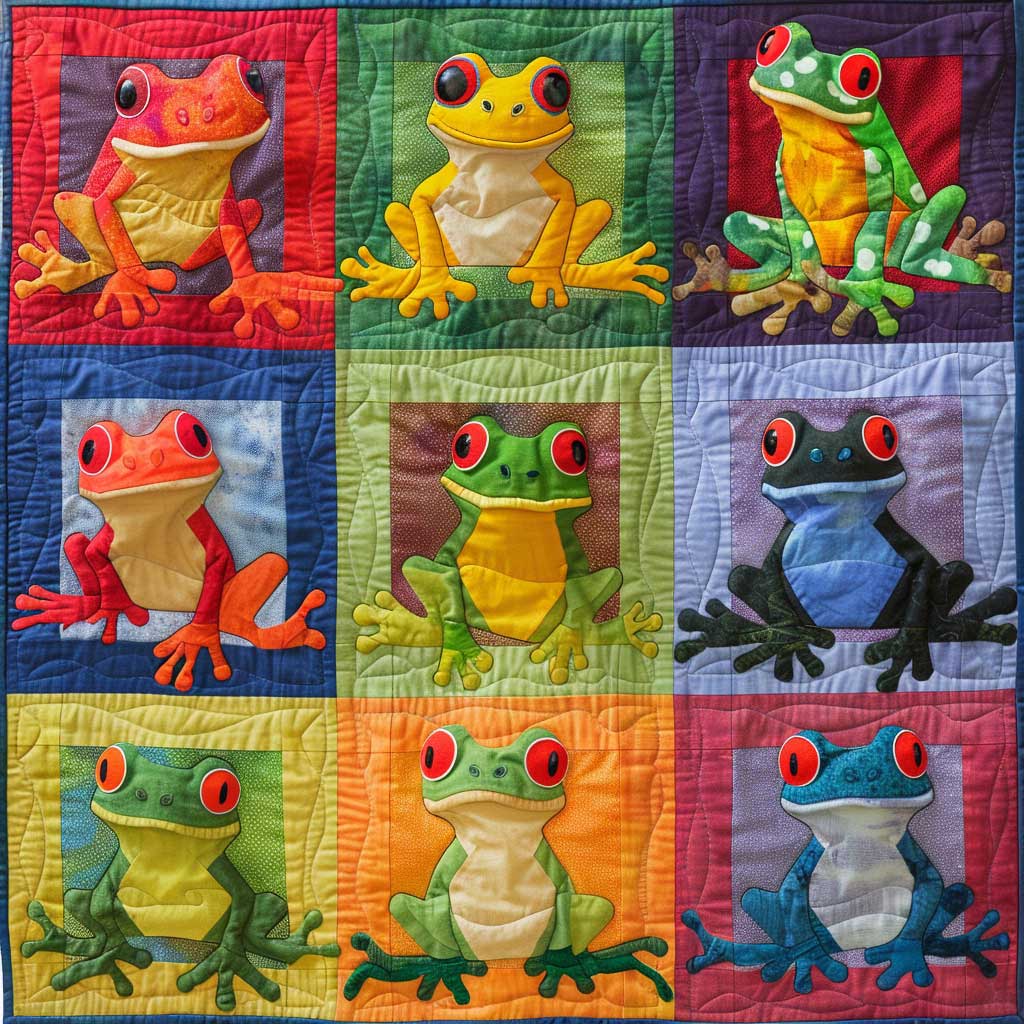 Colorful Frogs WJ2108013CL Quilt