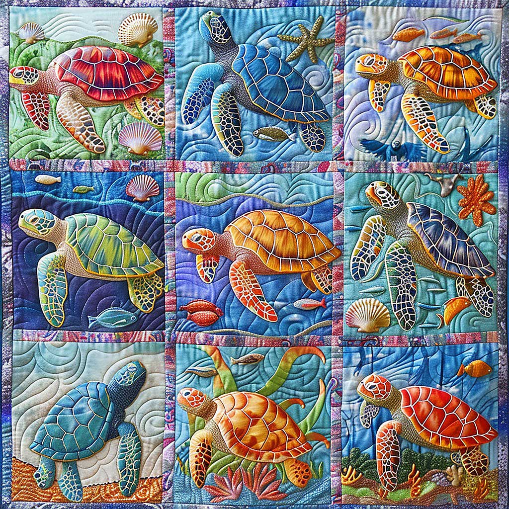 Colorful Sea Turtle WM3008039CL Quilt