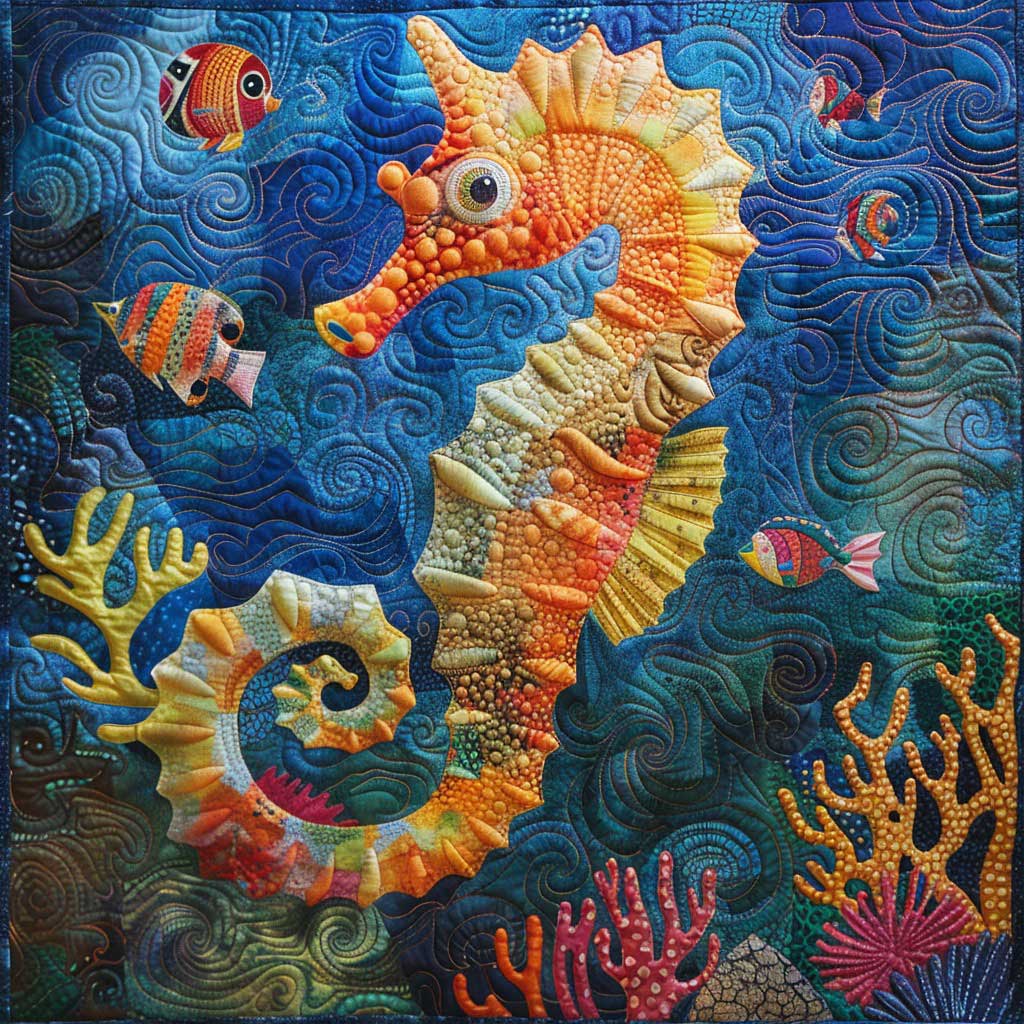 Colorful Seahorse Crush WM2108027CL Quilt