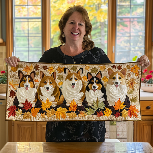 Corgi Autumn Vibe XR0408002CL Quilted Table Runner