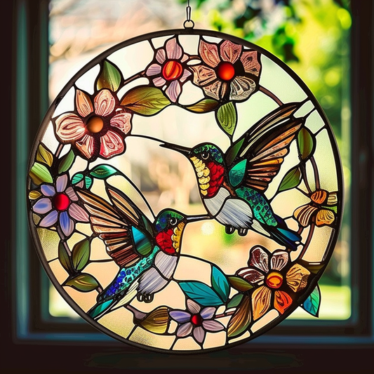 Couple Hummingbirds XR2008041CL Suncatcher
