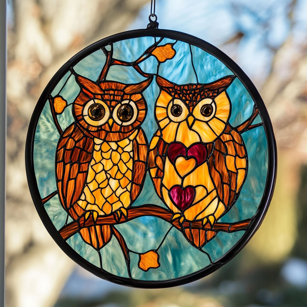 Couple Owl WX1002079CL Suncatcher