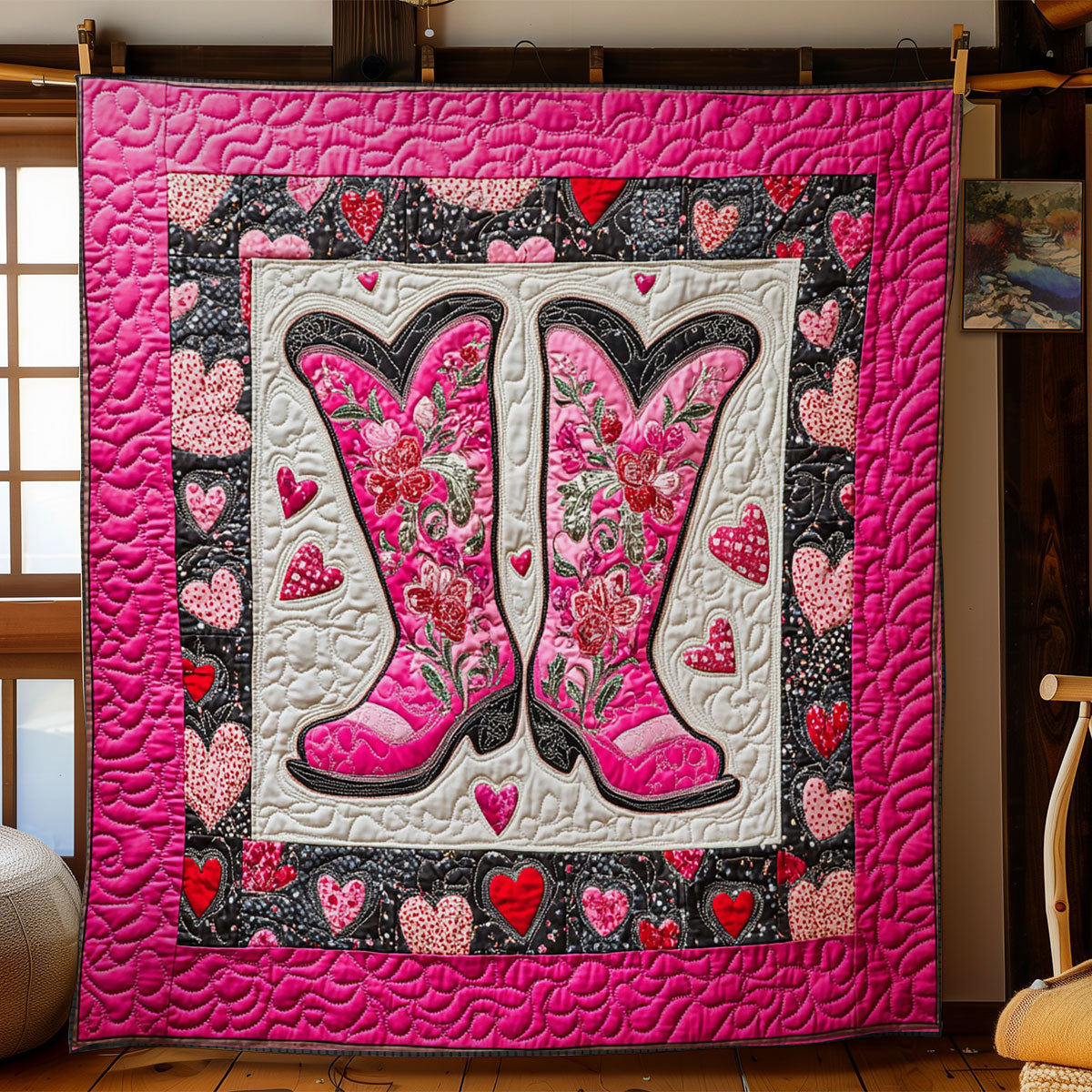 Cowboy Boots Heart WY1001128CL Quilt
