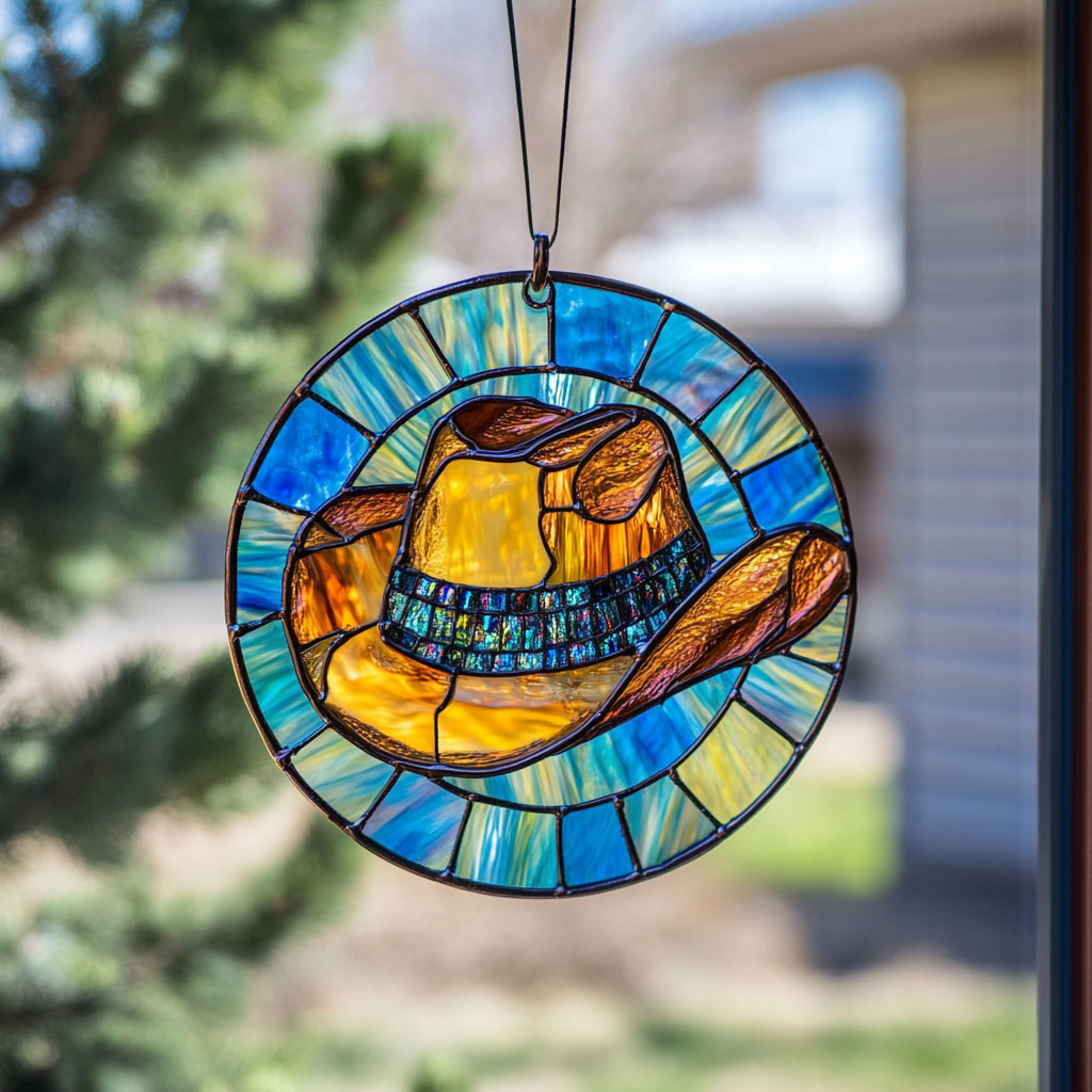 Cowboy Hat WX0901097CL Stained Glass Suncatcher