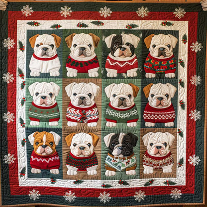 Cute Baby Christmas Bulldog WJ0909010CL Quilt