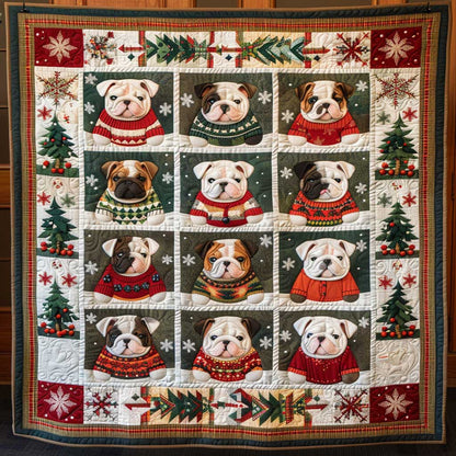 Cute Baby Christmas Bulldog WJ1009009CL Quilt