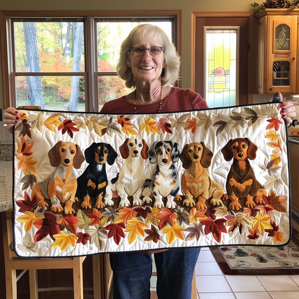 Dachshund Fall Vibe XR0409010CL Quilted Table Runner