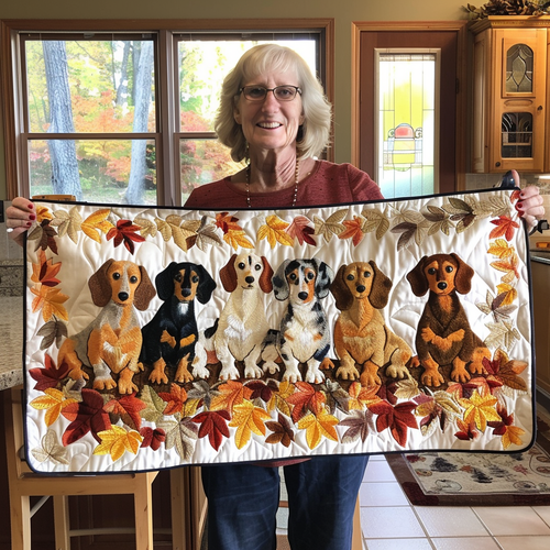 Dachshund Fall Vibe XR0409010CL Quilted Table Runner