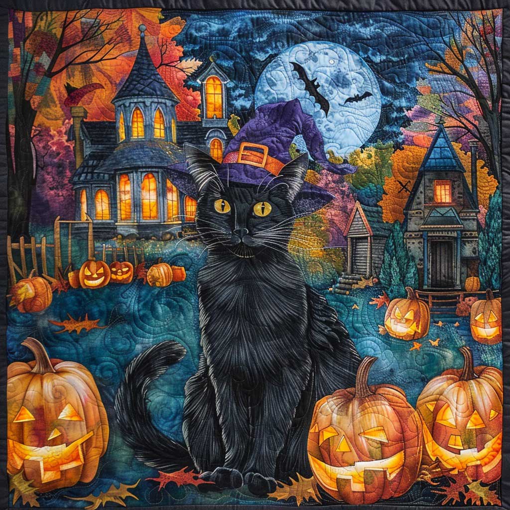 Dark Night Halloween Cat WM2608013CL Quilt