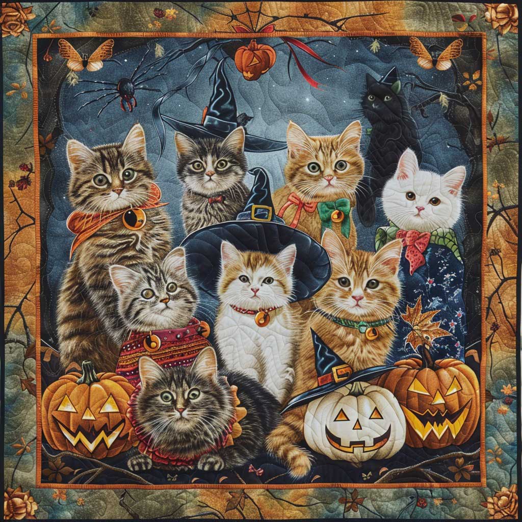 Dark Pumpkins Cat WM3008005CL Quilt