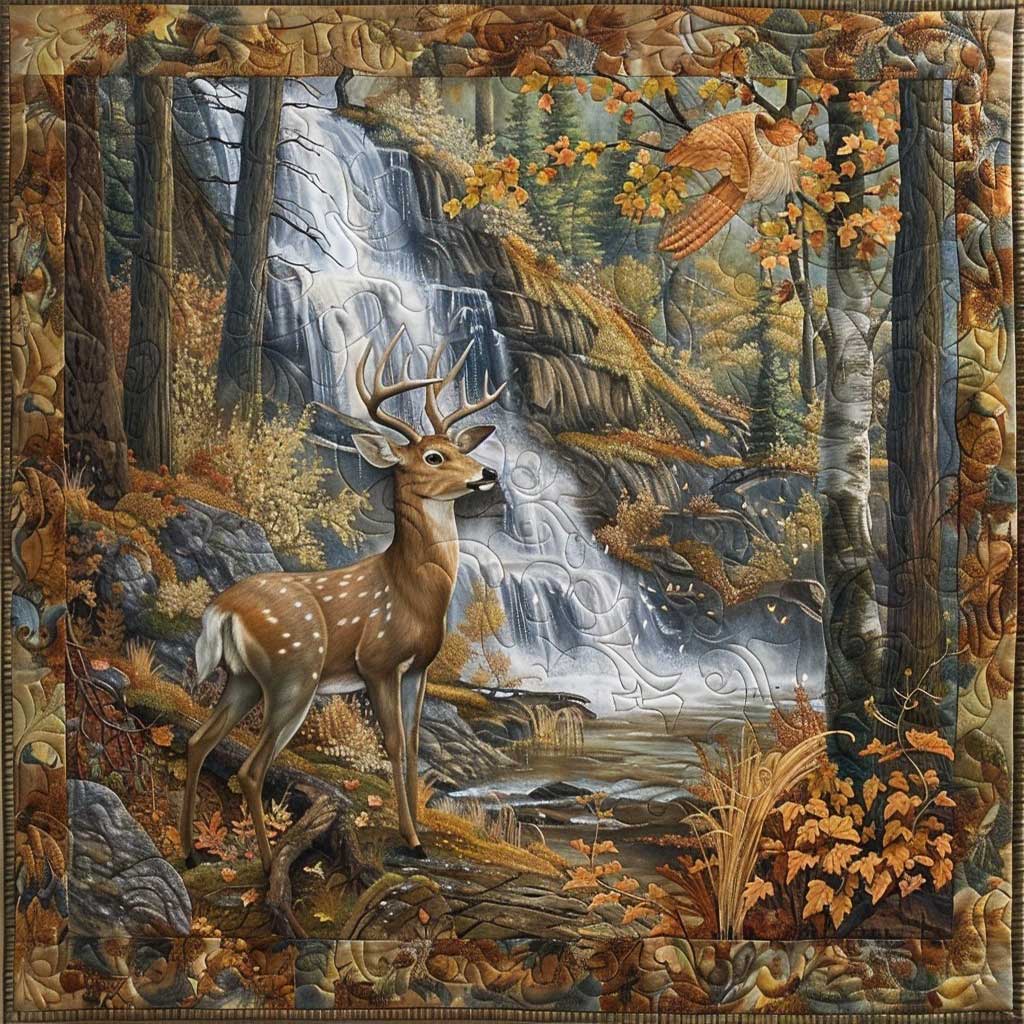 Disoriented Deer Autumn Forest WM2108002CL Quilt