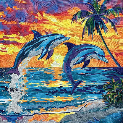 Dolphin Sunset Waves WM1508017CL Quilt