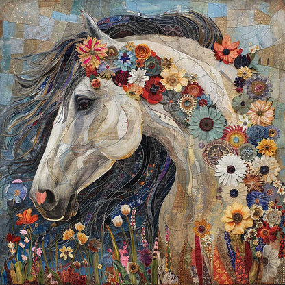 Elegant Florals Horse WM1608021CL Quilt