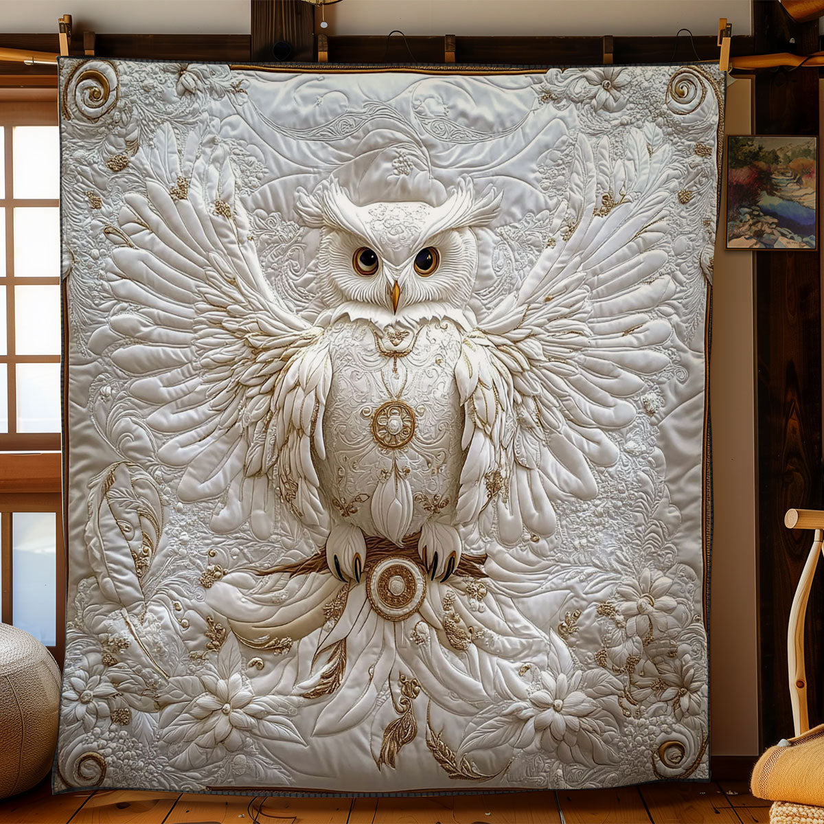 Elegant Owl Portrait WY1001146CL Quilt