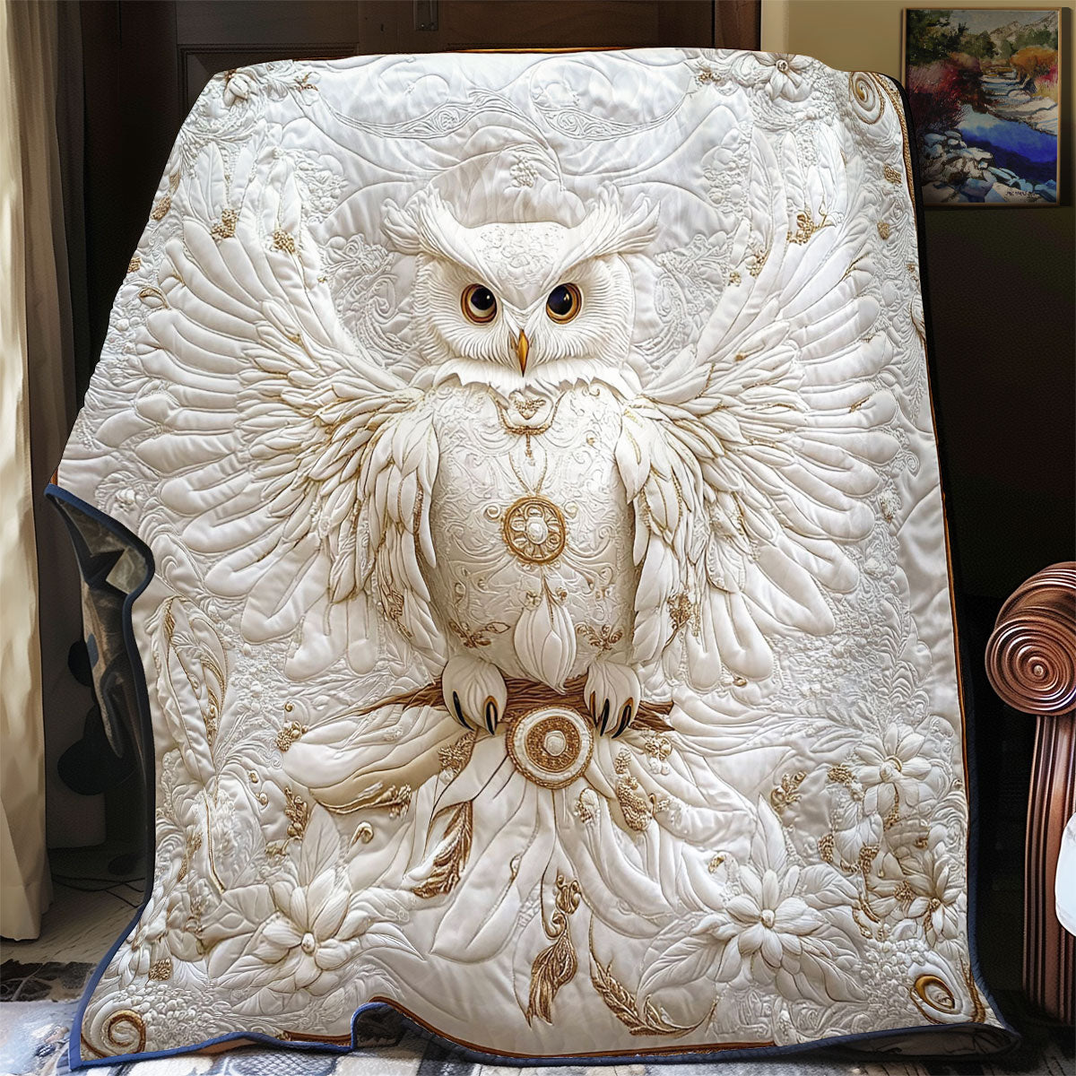 Elegant Owl Portrait WY1001146CL Quilt