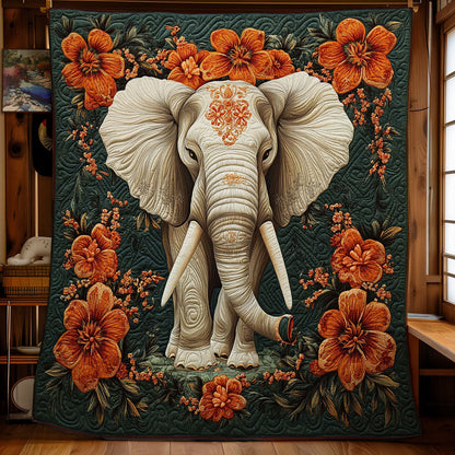 Elephant In Orange Flower WY1001151CL Quilt