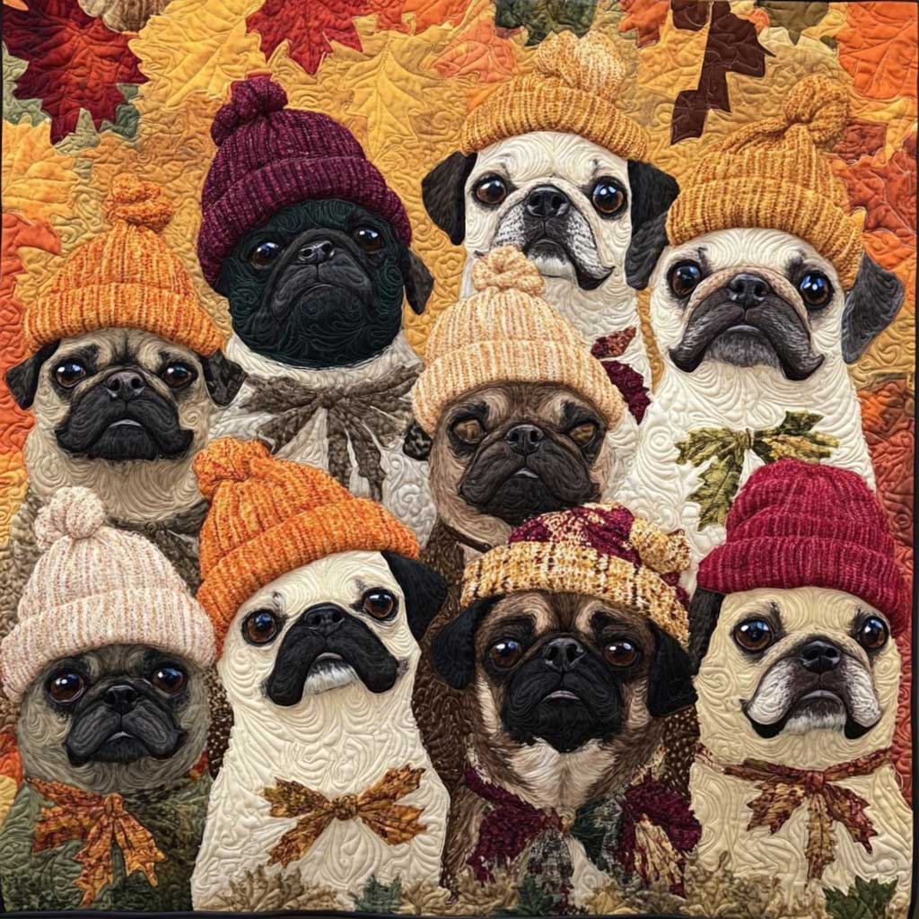 Fall Pugs WM0208013CL Quilt