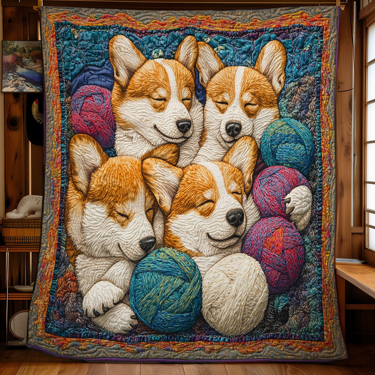 Family Of Corgi WY1001152CL Quilt