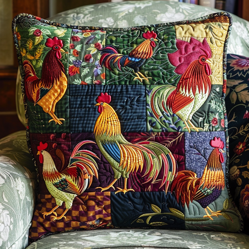 Farm Roosters XR3107038CL Quilt Pillow Case