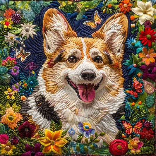 Floral Corgi WM2808039CL Quilt