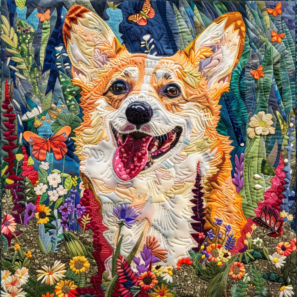 Floral Corgi WM2908021CL Quilt