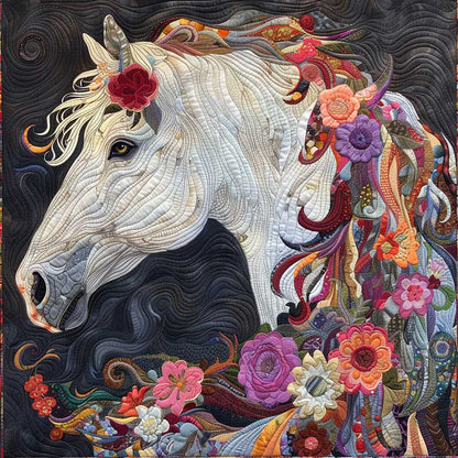 Floral Mane White Horse WM1908030CL Quilt