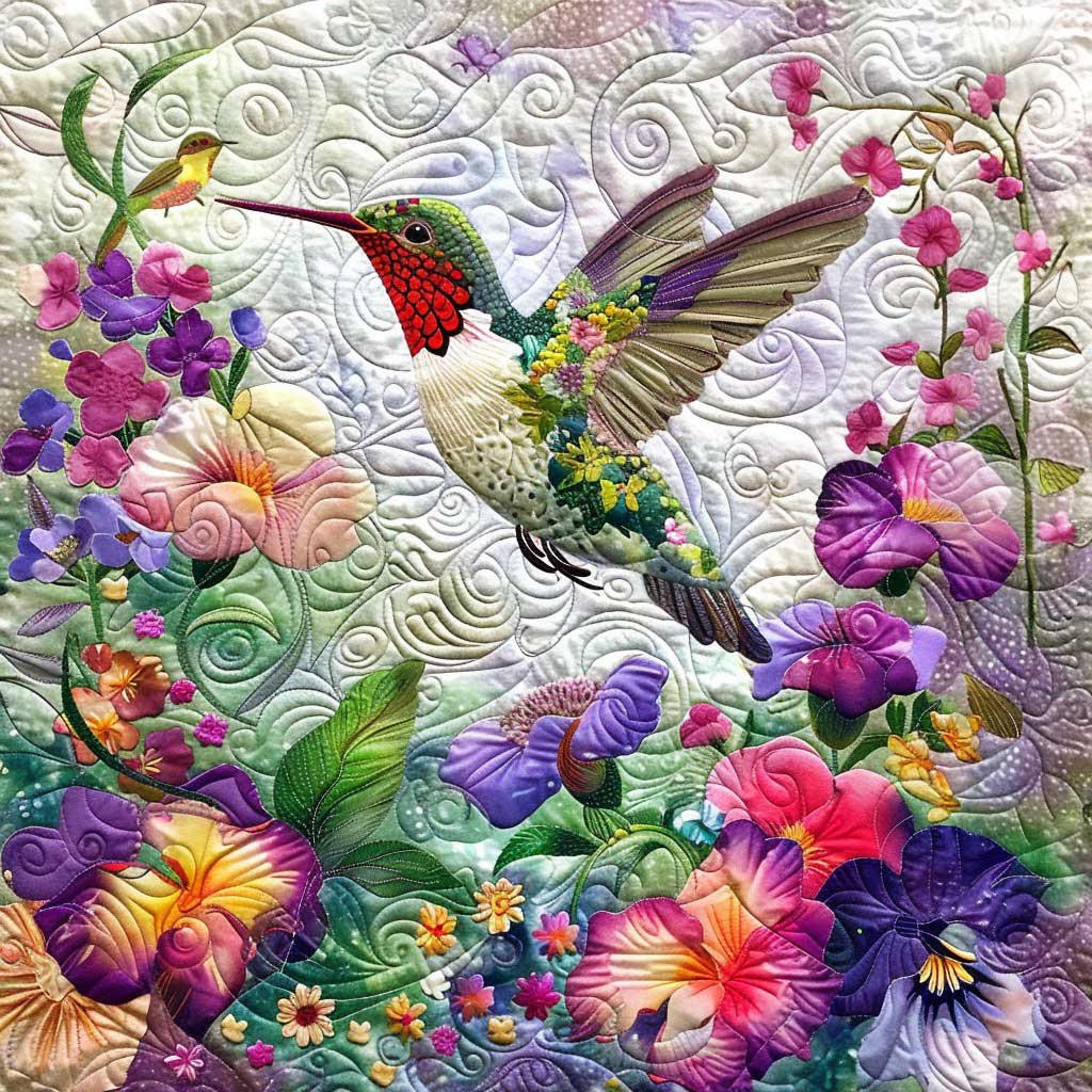 Florals Hummingbird WM2308092CL Quilt