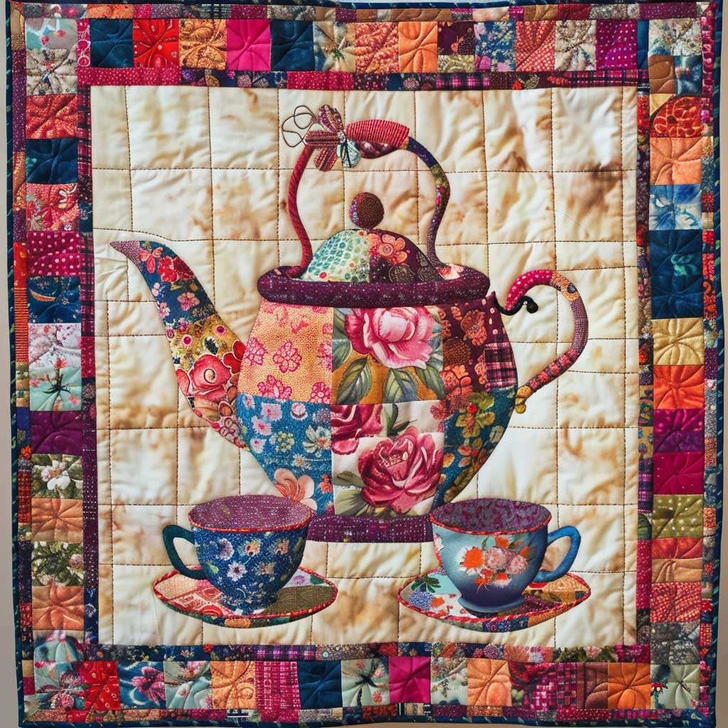 Flower Patchwork Teaset WJ1009013CL Quilt