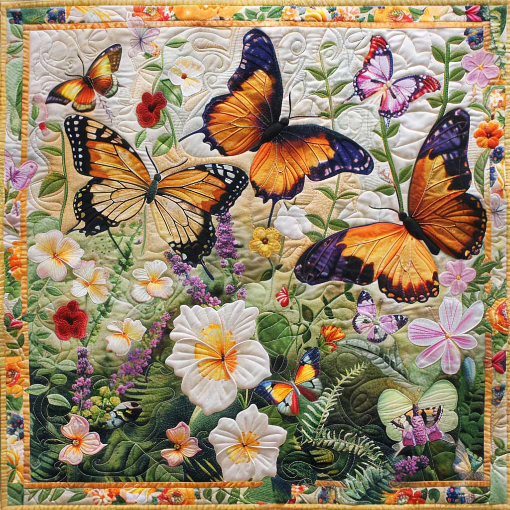 Flowers And Butterflies WM2108021CL Quilt