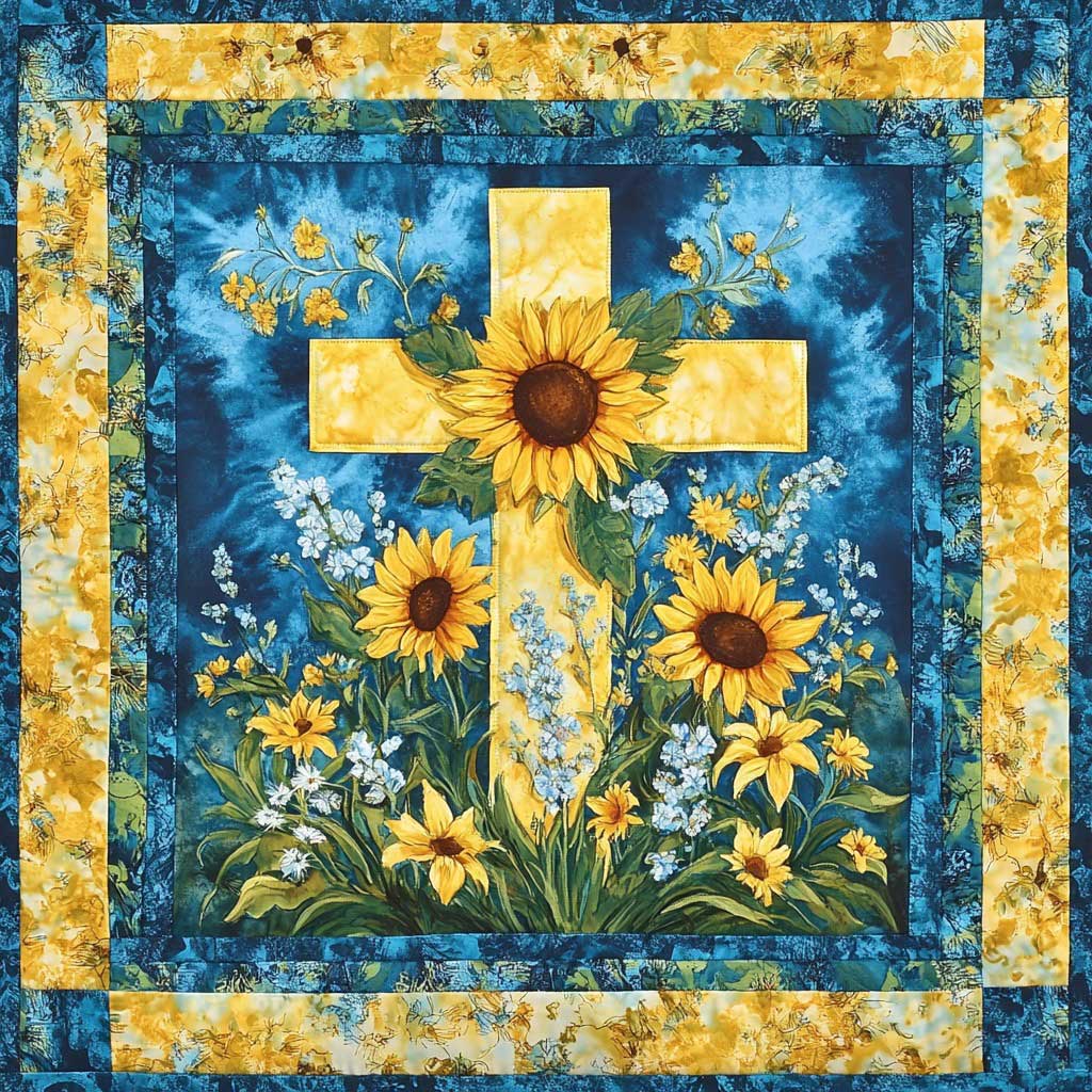 Flowers Cross WM0508109CL Quilt Pillow Case