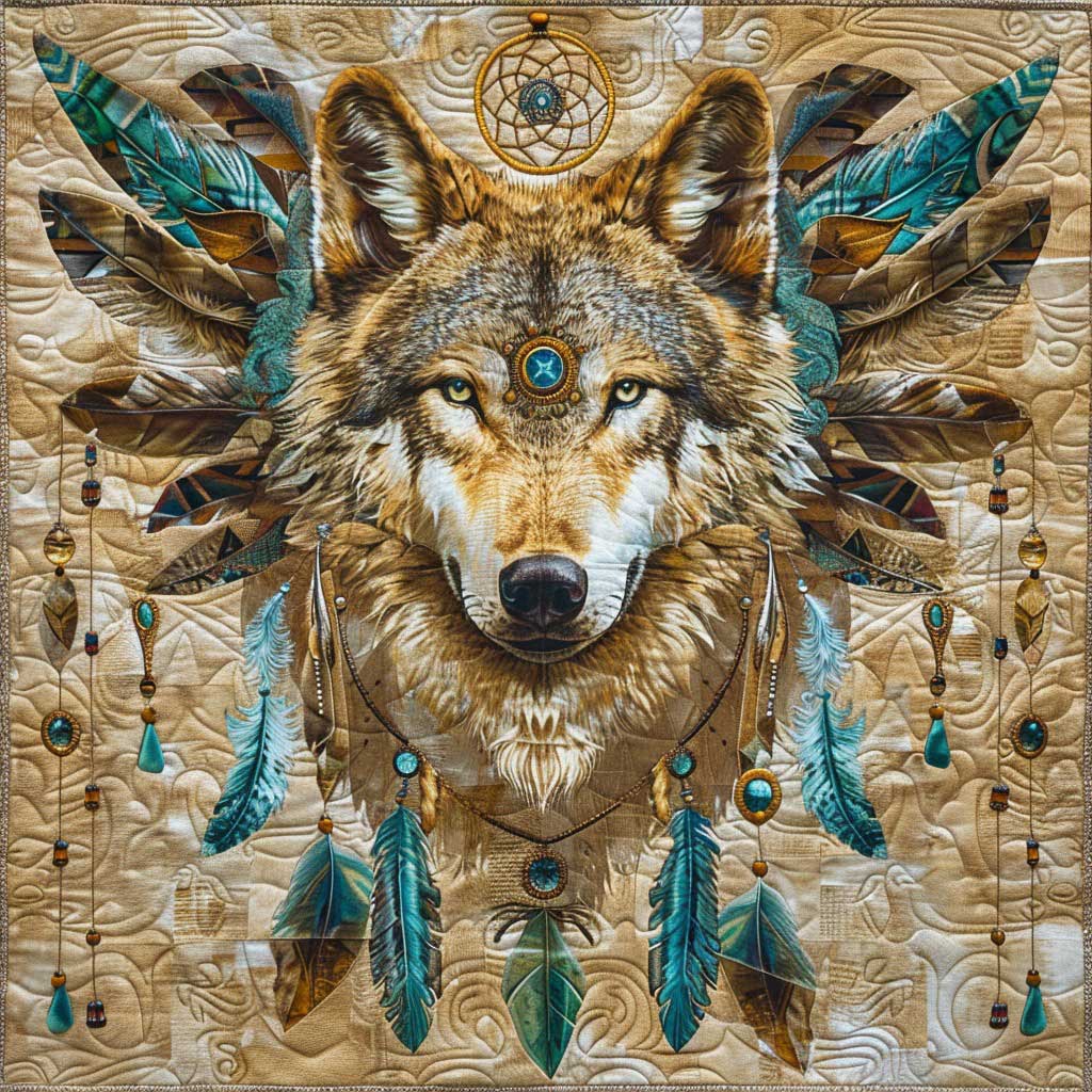 Flying Feathers Wolf WM0509011CL Quilt