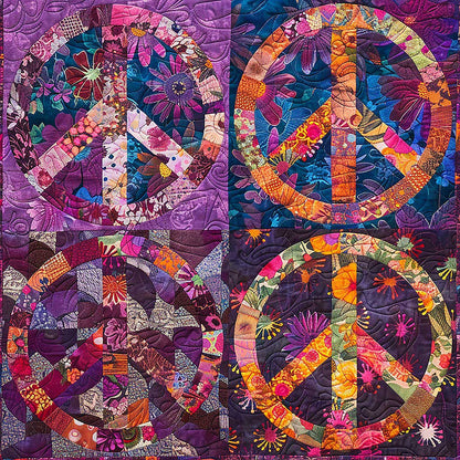 Four Peace Sign Hippie WM1508030CL Quilt