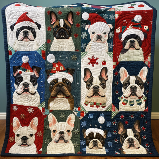 French Bulldogs Love Winter XR2408024CL Quilt