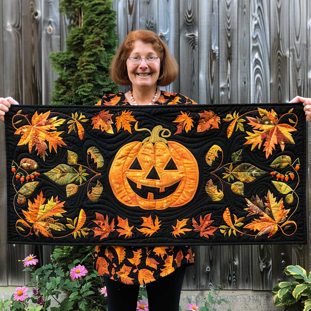 Funny Jack-O-Lantern Halloween WP0509021CL Quilted Table Runner