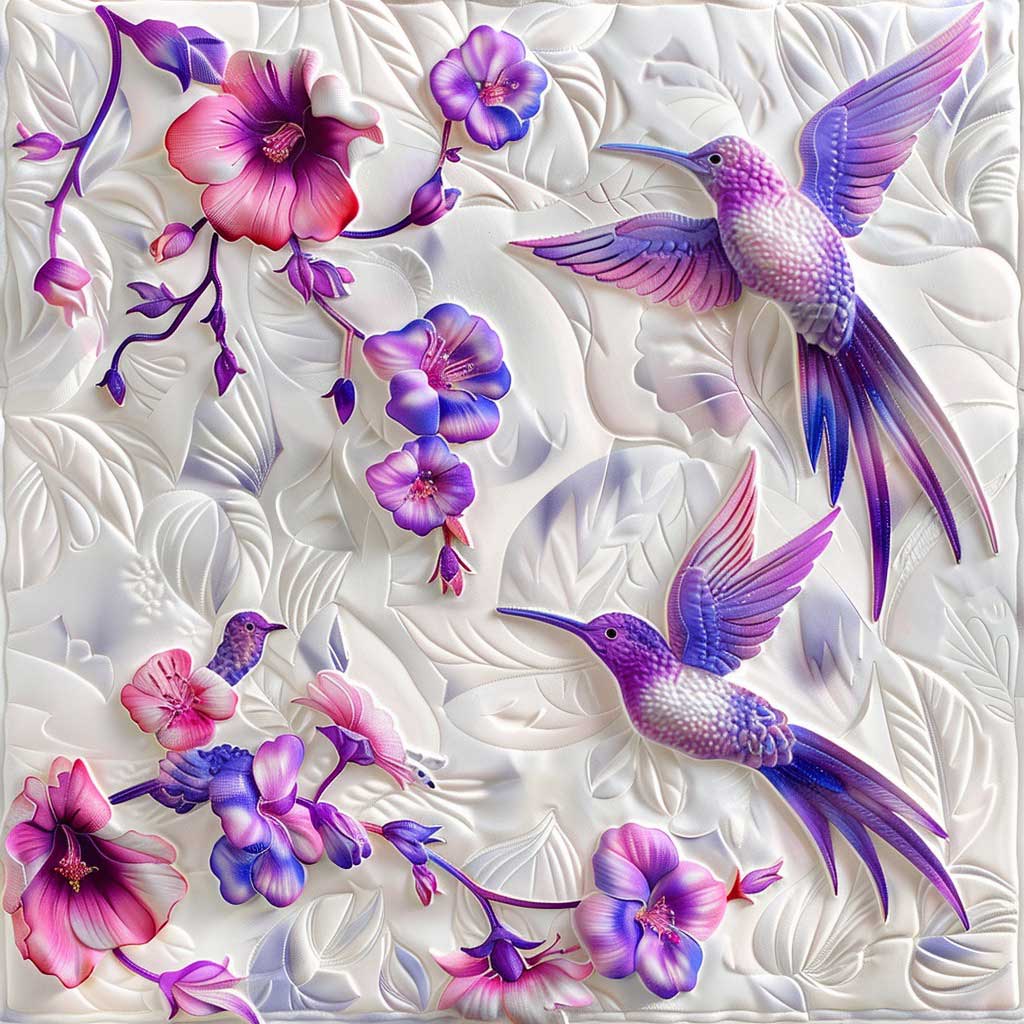 Garish Pink-Purple Hummingbirds Love WM0509015CL Quilt