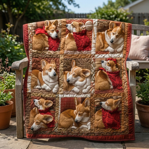 Happy Corgi Sleeping SR2208033CL Quilt