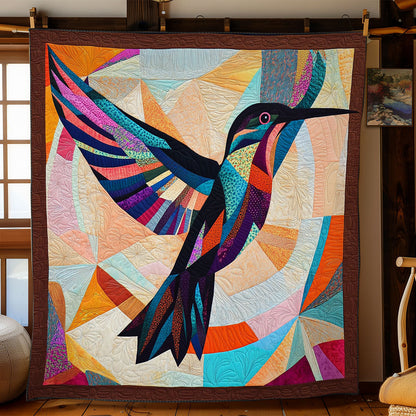 Geometric Patchwork Hummingbird WY1001161CL Quilt