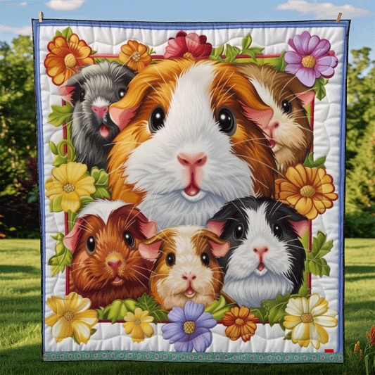 Guinea Pigs And Flowers WO2708032CL Quilt