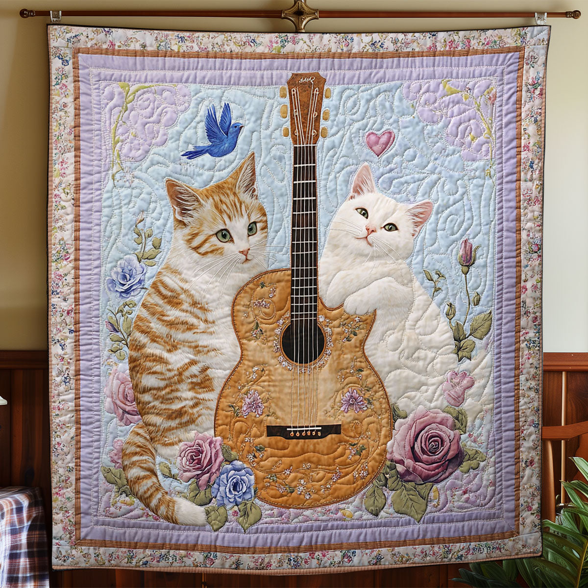 Guitar And Cat WY1001164CL Quilt