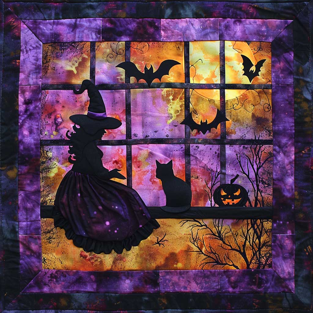 Halloween Witch And Cat WJ0908003CL Quilt