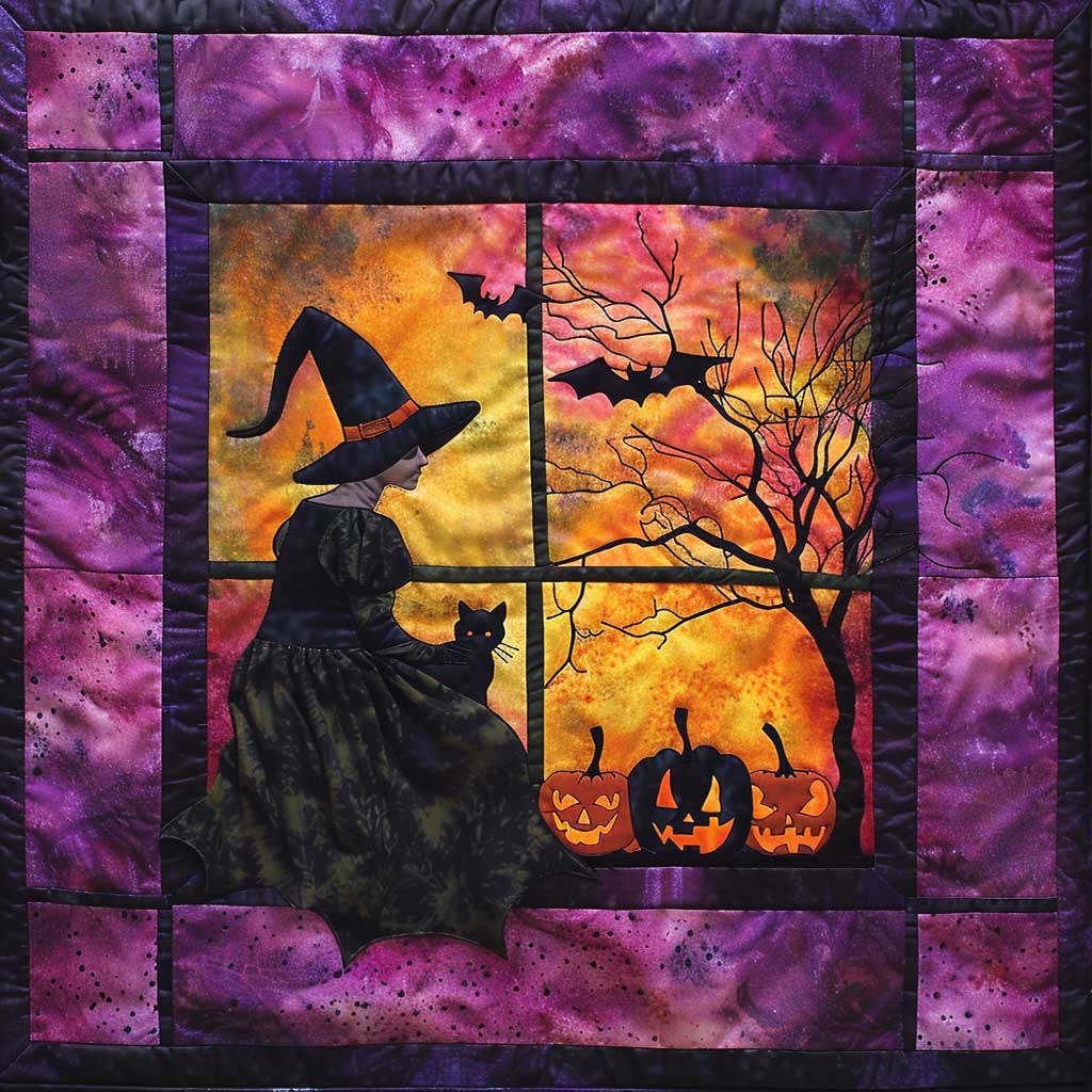 Halloween Witch And Cat WJ0908004CL Quilt